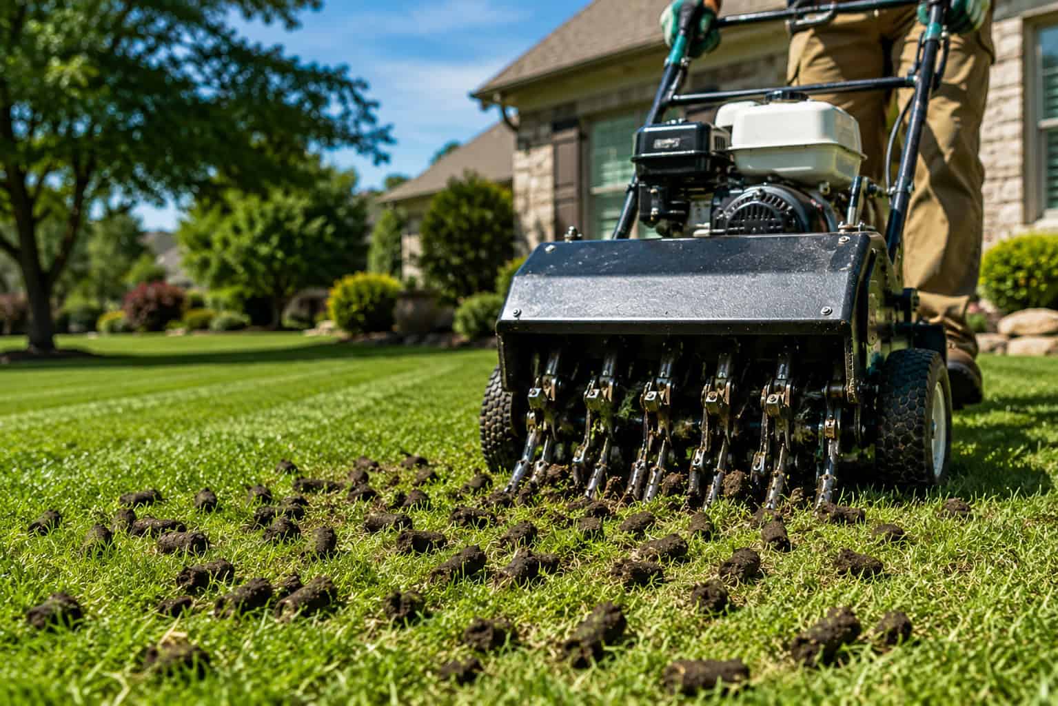 Summer lawn aeration on North Texas clay soil