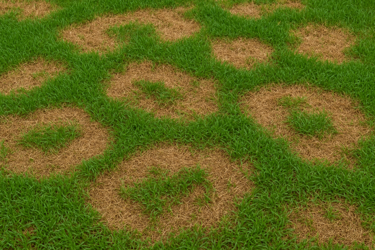 Brown patch disease in a North Texas lawn