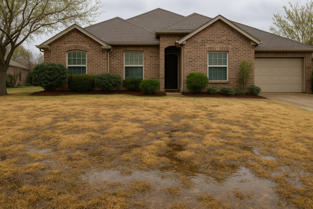 Drought stress vs overwatering in a Texas lawn