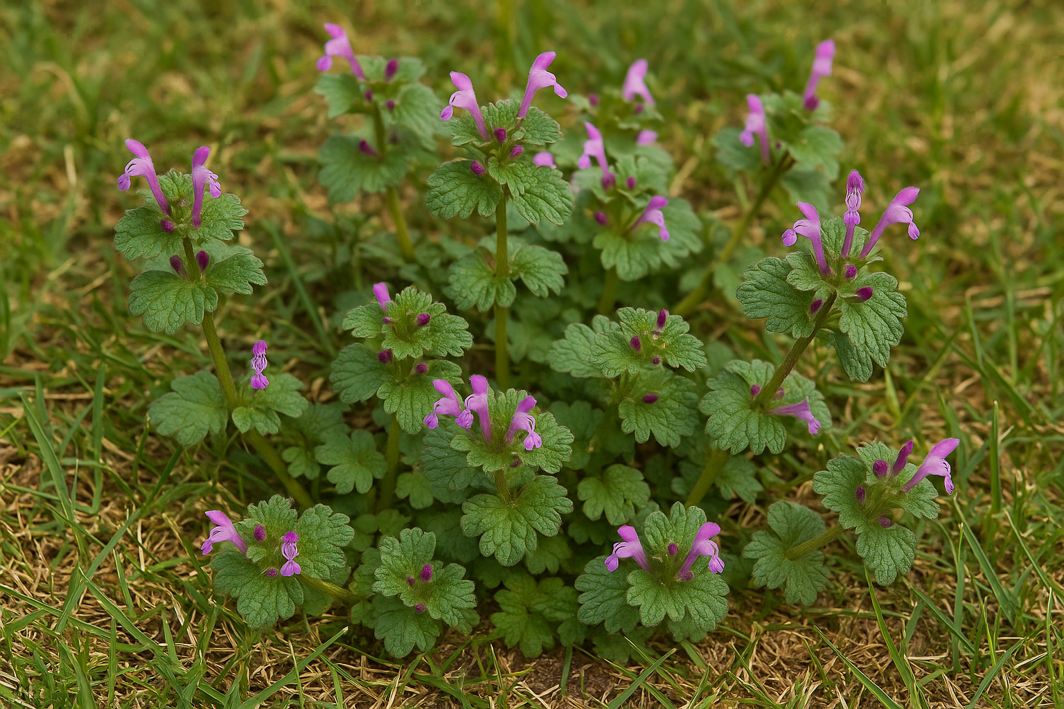 Henbit in a Texas lawn