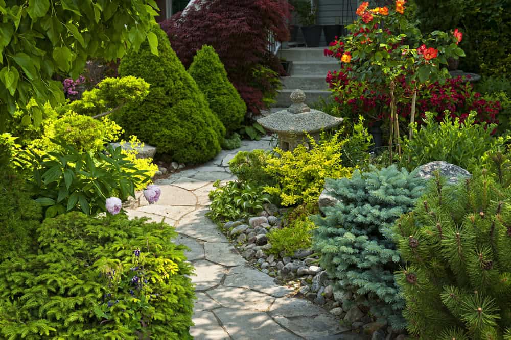 Custom stone patio and outdoor living space